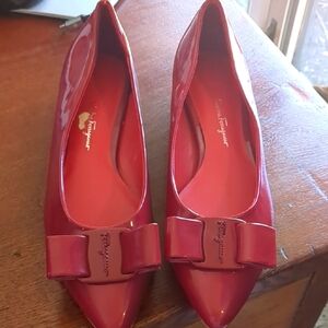 Salvatore Ferragamo Red Patent Leather Flats